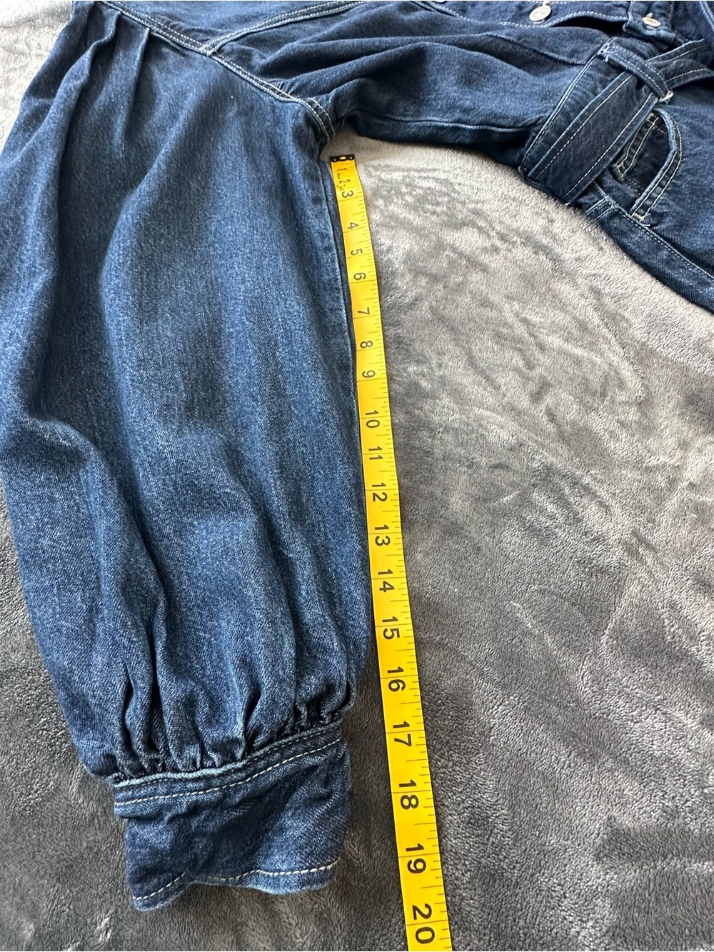 7 For All Mankind Women’s Denim Jumpsuit Large Dark Wash Wide Leg Belted - Picture 10 of 16
